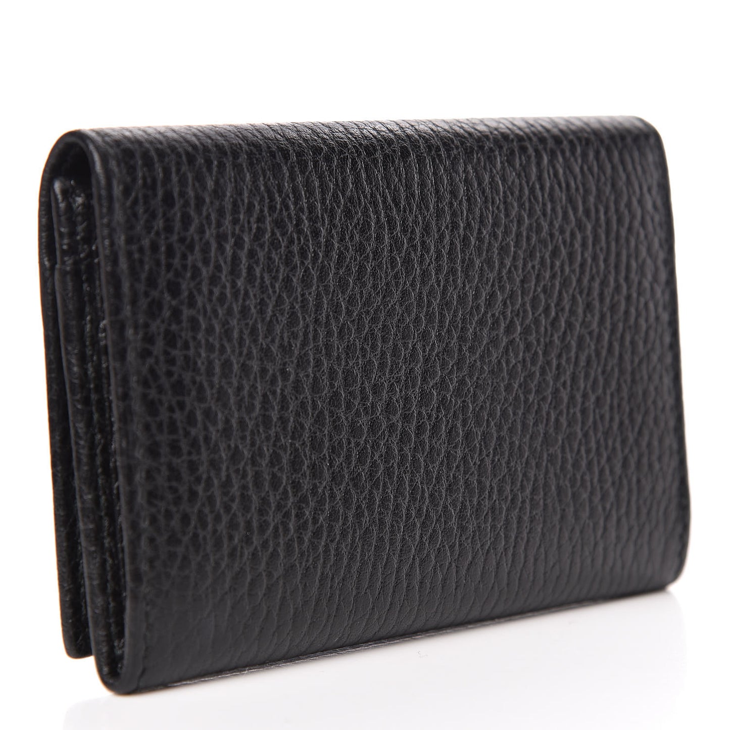Pebbled Calfskin GG Marmont Card Case Black
