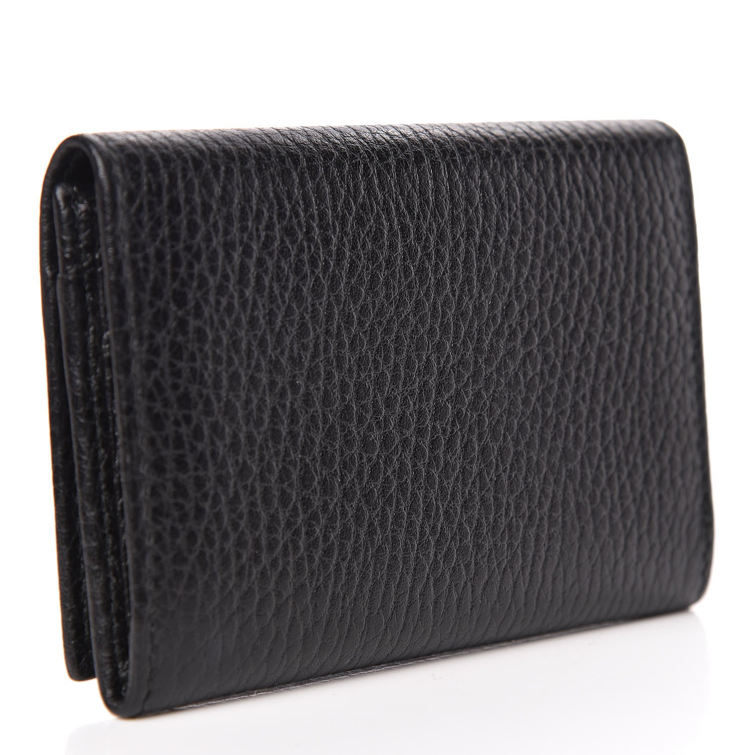 Gucci Pebbled Calfskin GG Marmont Card Case Black 3 of 8