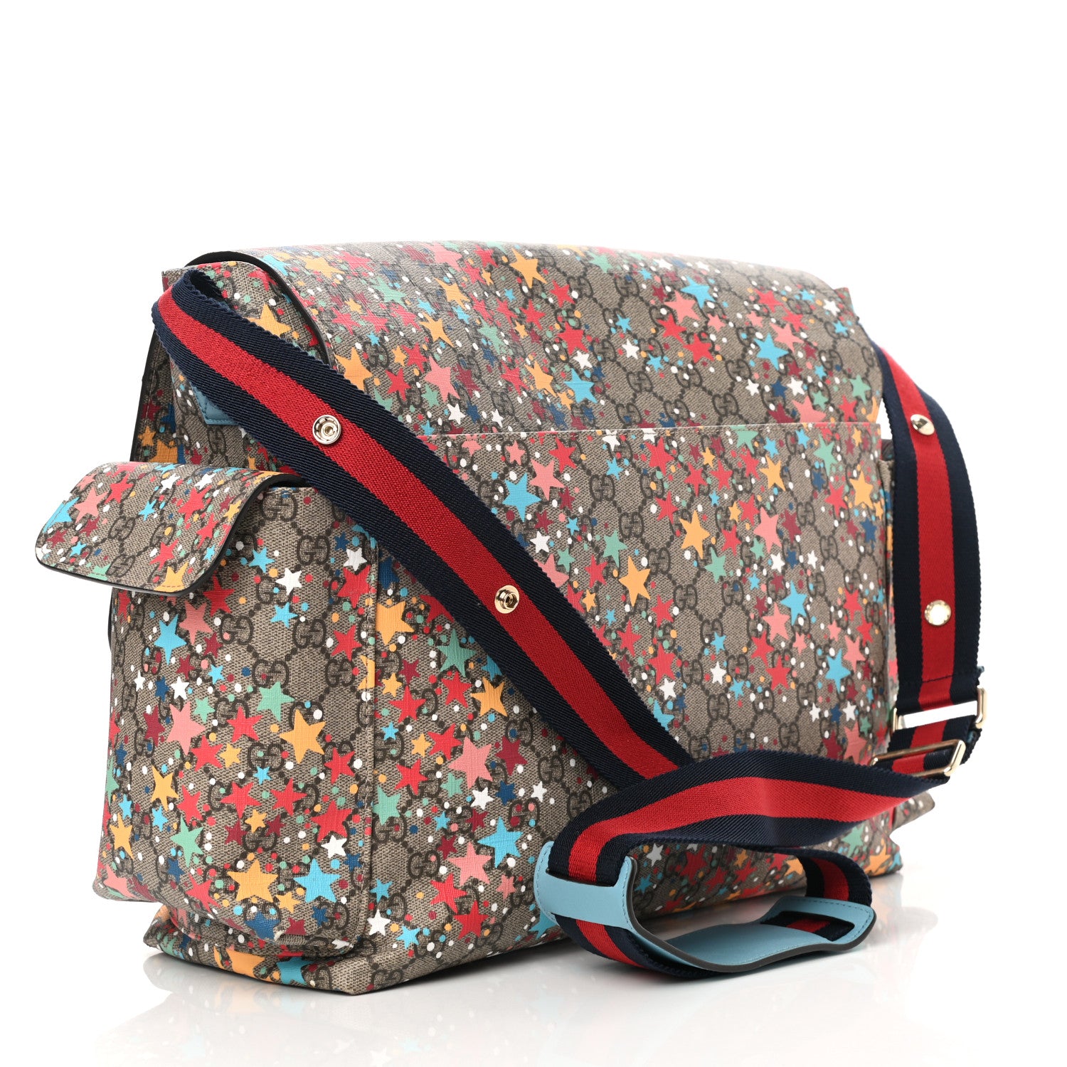 Gucci GG Supreme Monogram Star Print Diaper Bag Blue Multicolor 4 of 11