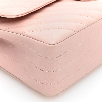 Chanel Calfskin Chevron Quilted Medium Double Flap Light Pink 9 of 10