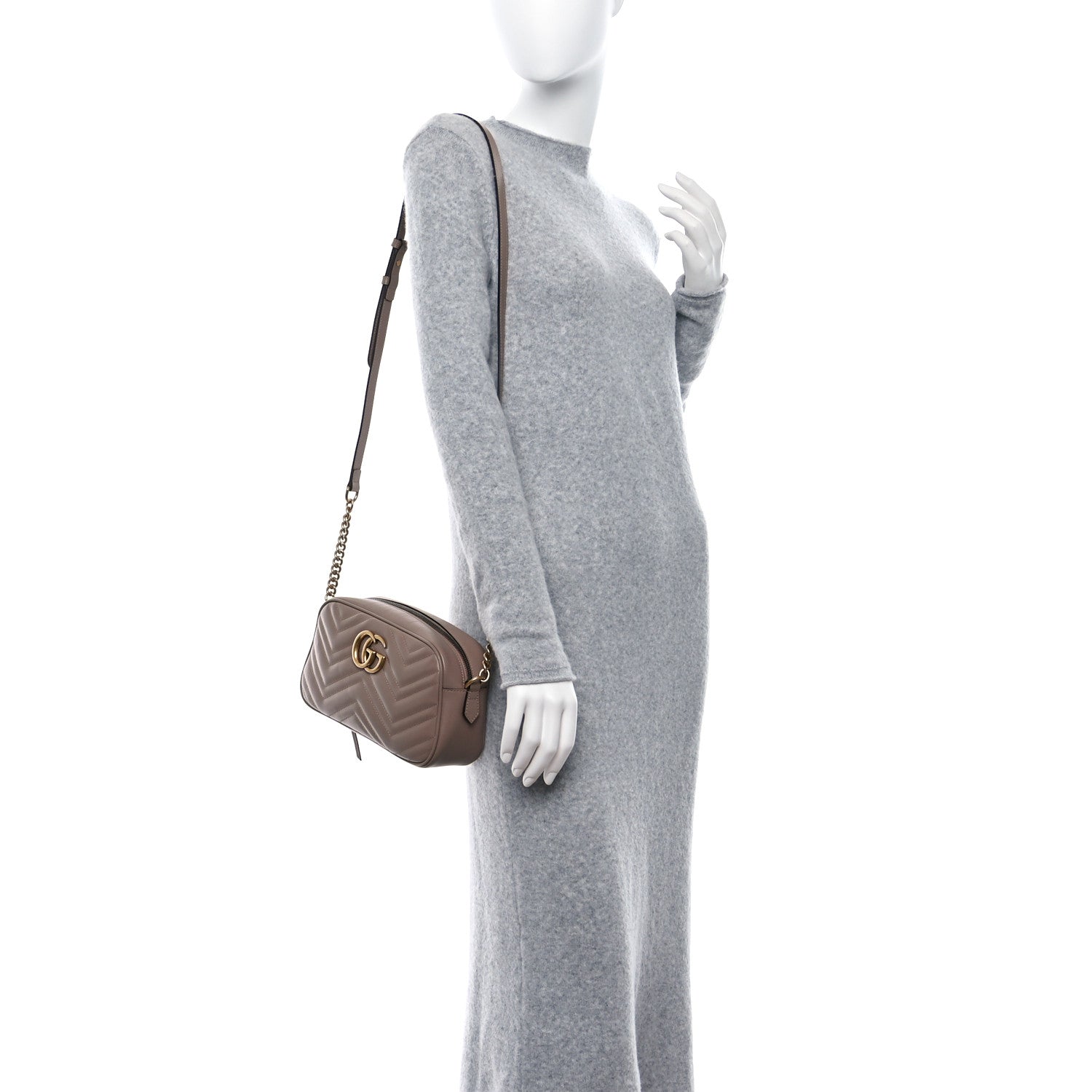 Gucci Calfskin Matelasse Small GG Marmont Chain Shoulder Bag Porcelain Rose 2 of 9
