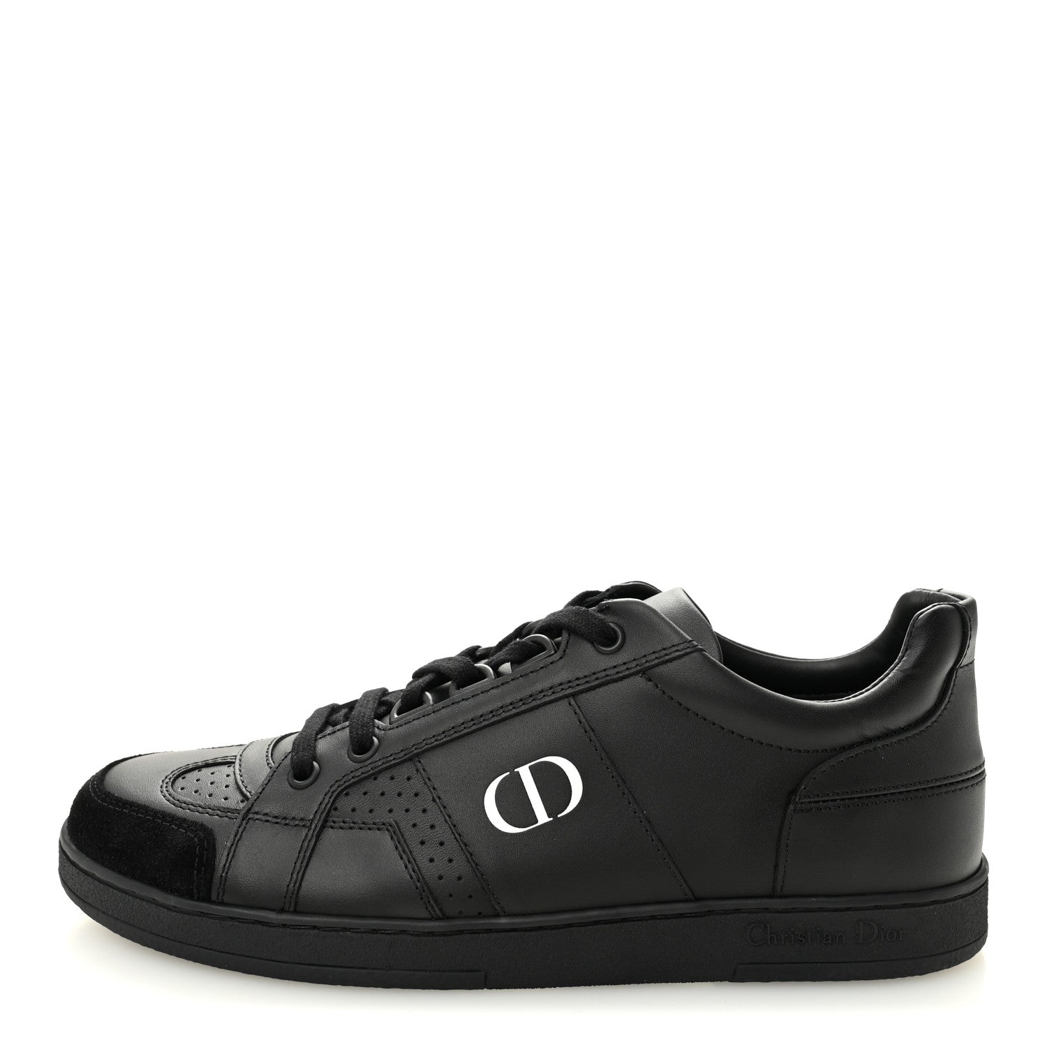 Christian Dior Calfskin Suede Logo Sneakers 38 Black 1810474