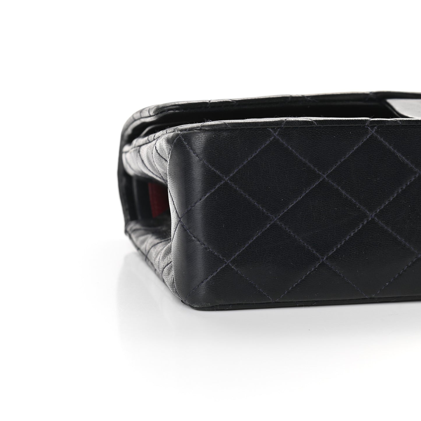 Lambskin Quilted Medium Double Flap Navy