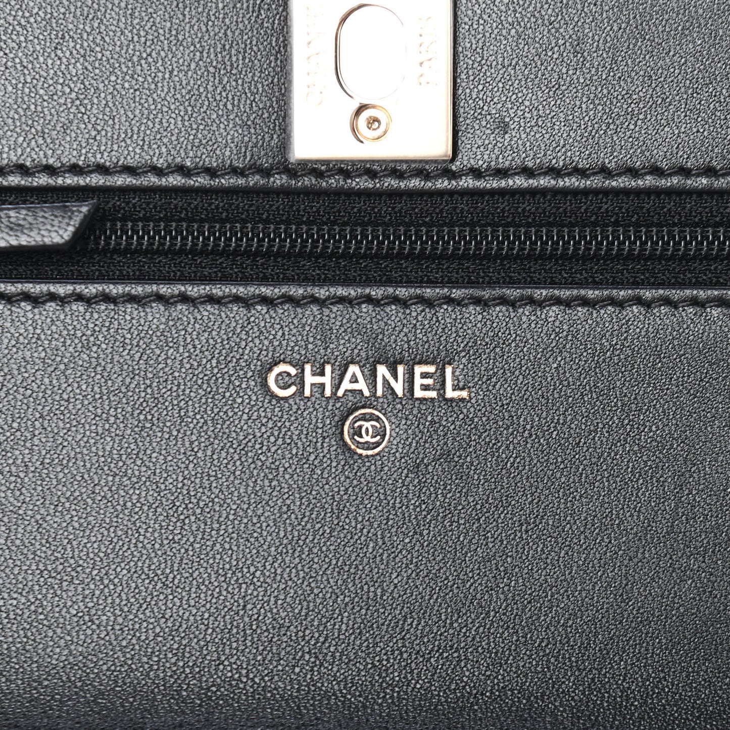 Lambskin Quilted Trendy CC Wallet On Chain WOC Black