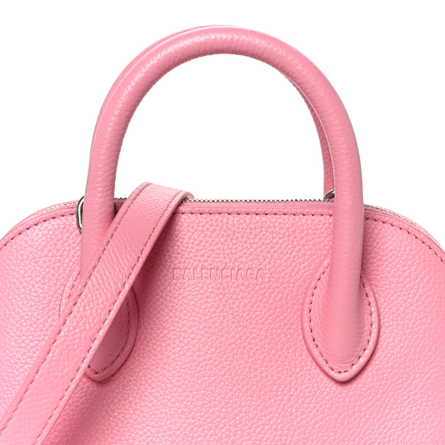 Balenciaga Signature Grained Calfskin Logo XXS Ville Top Handle Bag Rose Bubblegum Black 9 of 12