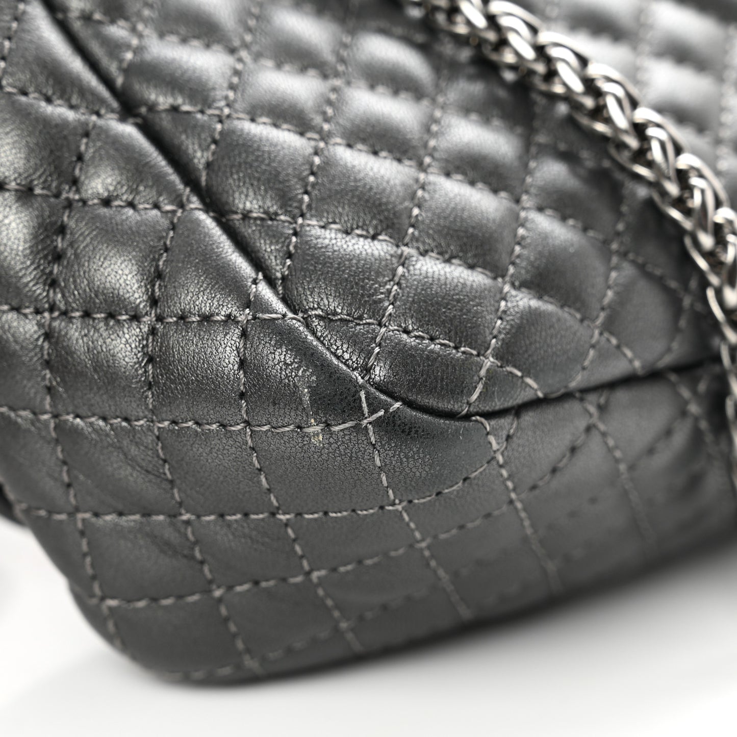 Metallic Nappa Quilted Icon Shoulder Bag Grey