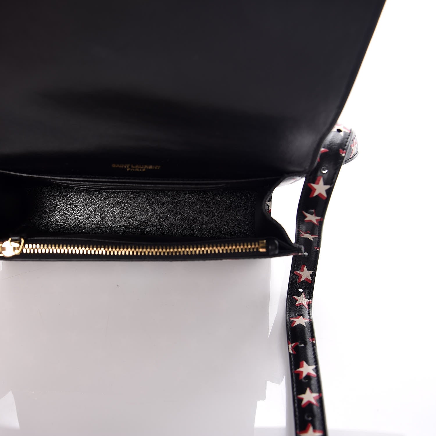 Saint Laurent Smooth Calfskin Star Print Monogram Kate Belt Bag Black Ivory Red 6 of 9