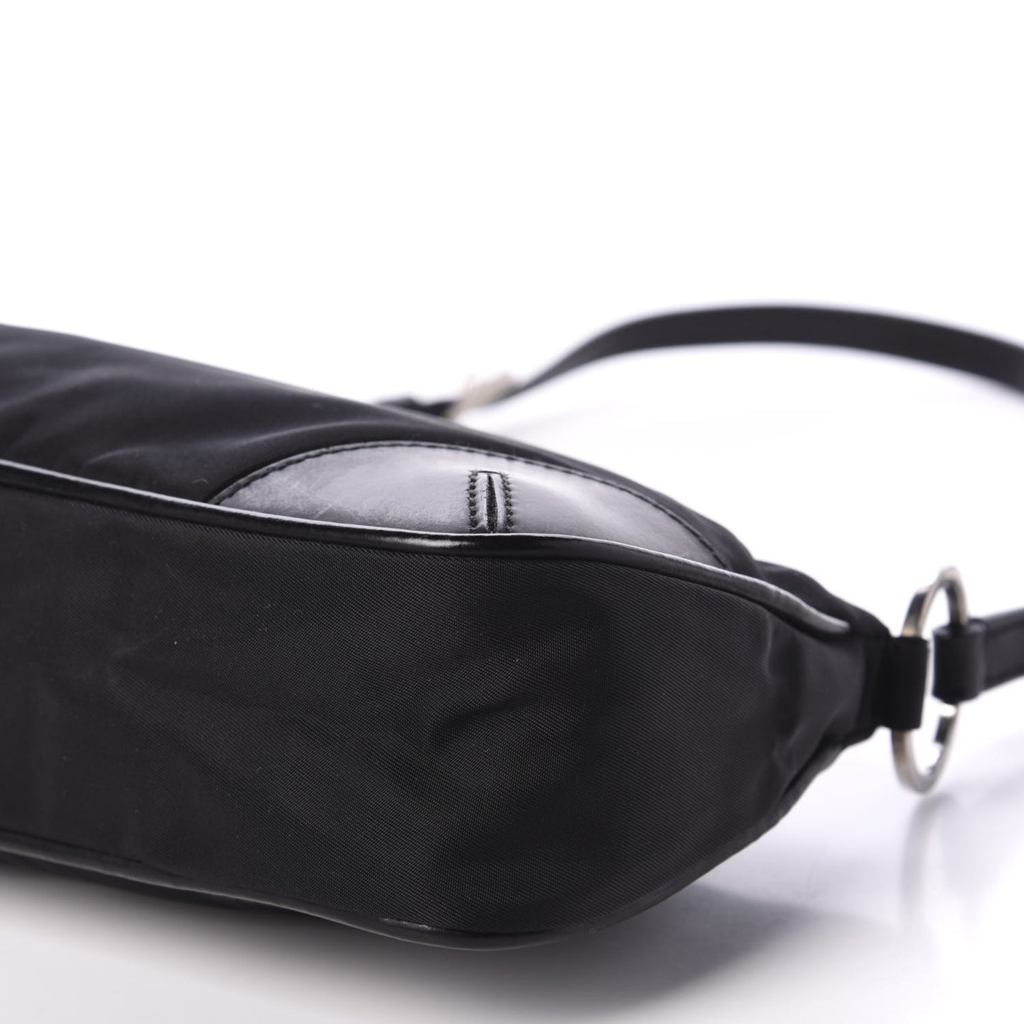 Tessuto Nylon Soft Calfskin Shoulder Bag Black
