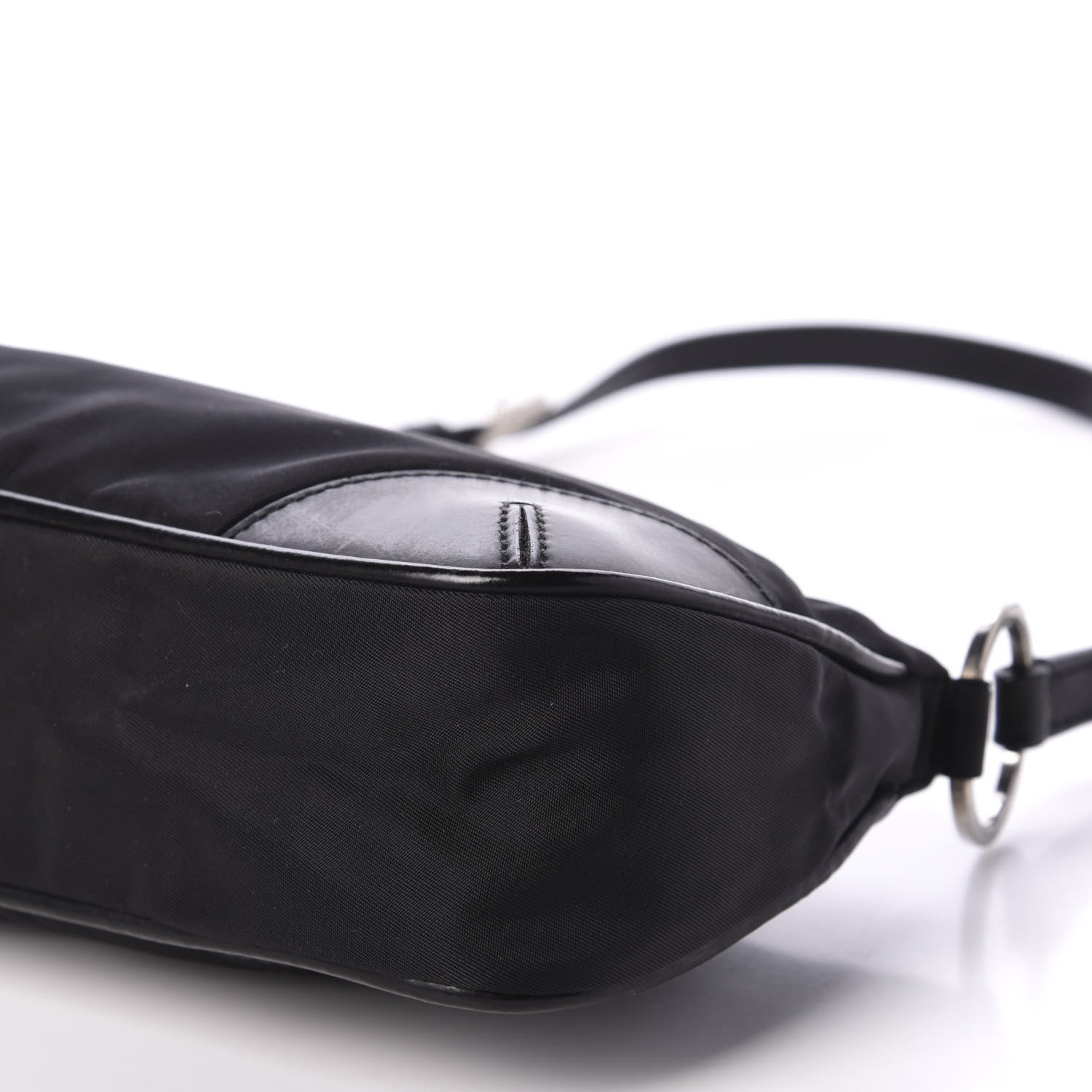 Prada Tessuto Nylon Soft Calfskin Shoulder Bag Black 7 of 9