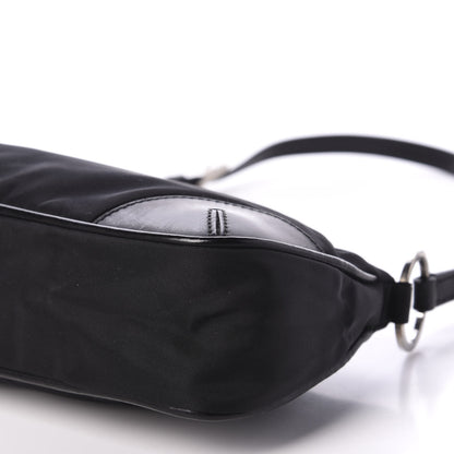 Prada Tessuto Nylon Soft Calfskin Shoulder Bag Black 7 of 9
