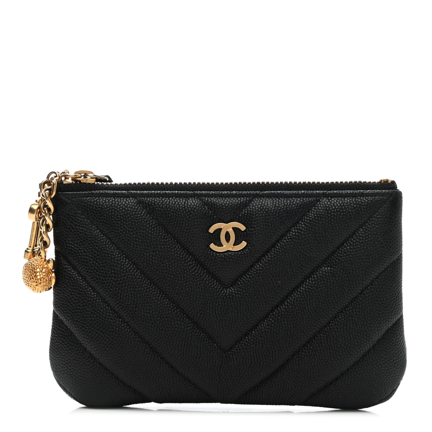 Chanel Caviar Chevron Quilted Small Ancient Greek Charms Cosmetic Case Black 1 of 7