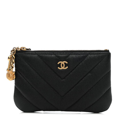 Chanel Caviar Chevron Quilted Small Ancient Greek Charms Cosmetic Case Black 1 of 7
