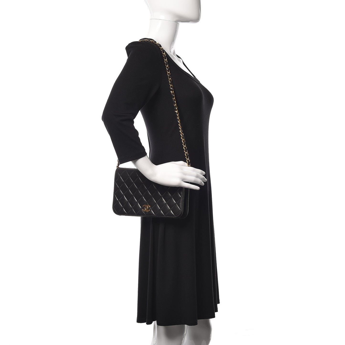 Lambskin Quilted Small Single Flap Black