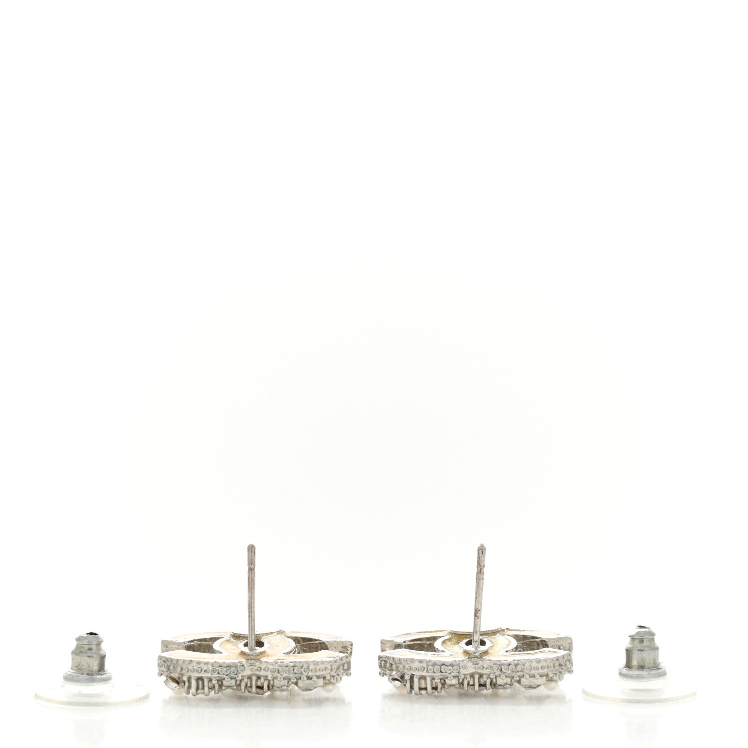 Chanel Pearl Crystal Baguette CC Earrings Gold 3 of 4