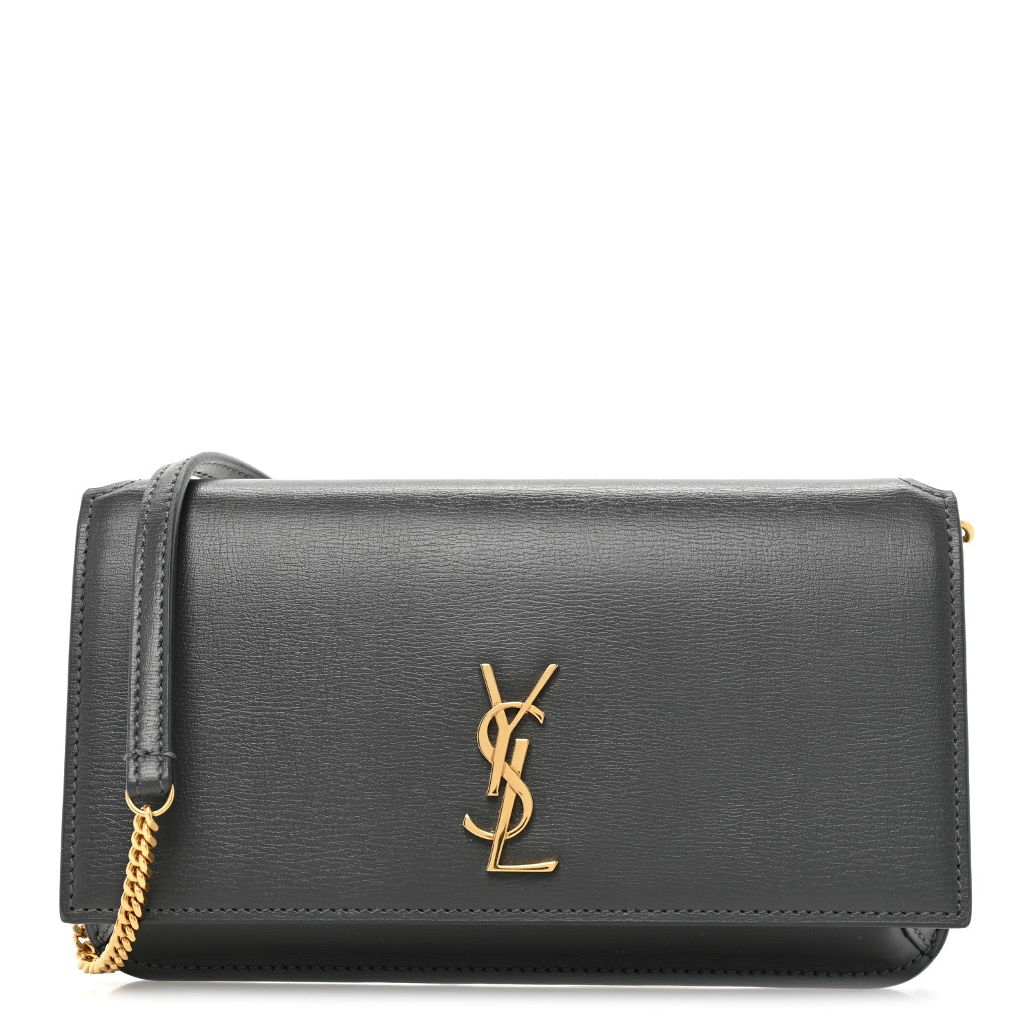 Saint Laurent Smooth Calfskin Monogram Phone Holder Crossbody Pebble 1 of 11