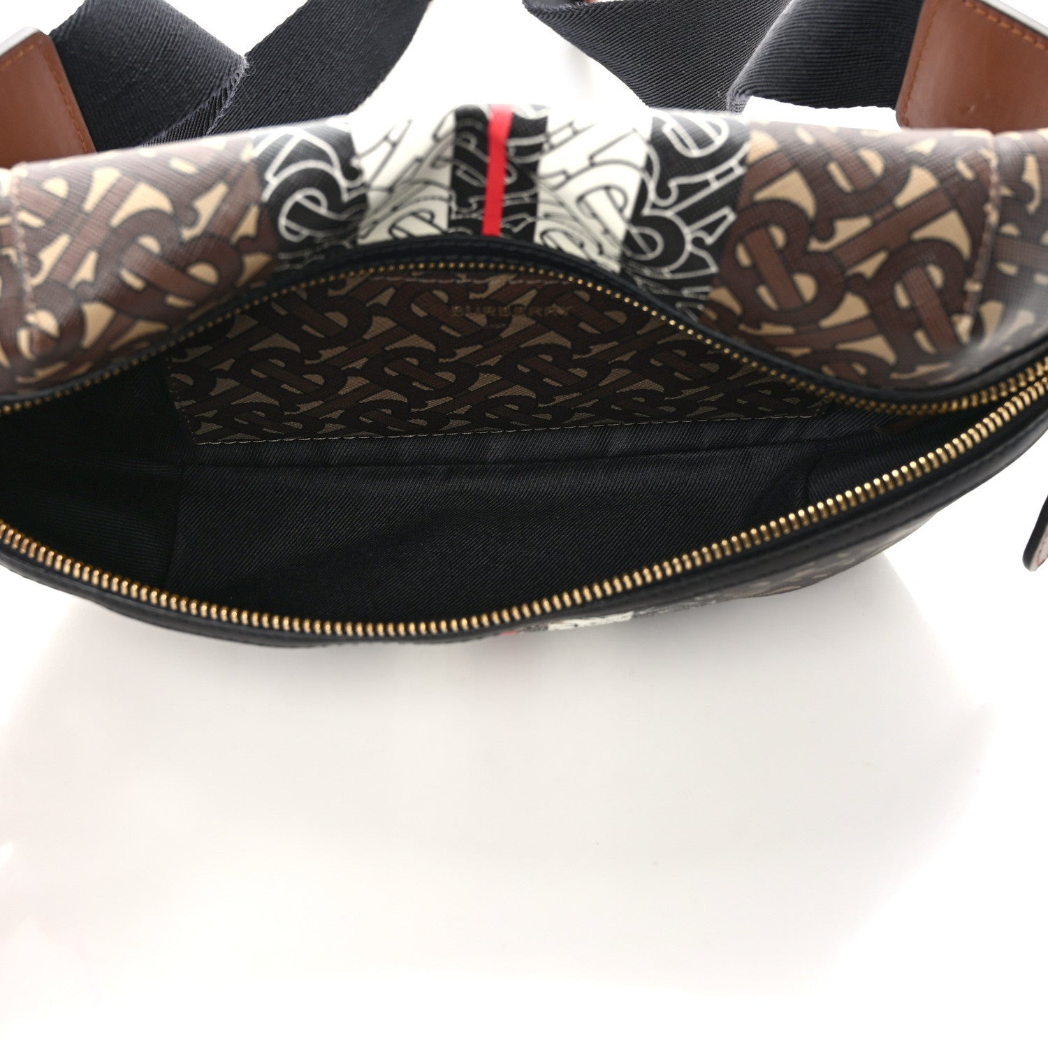 Burberry E-Canvas Monogram Stripe Medium Sonny Bum Bag Bridle Brown 5 of 8
