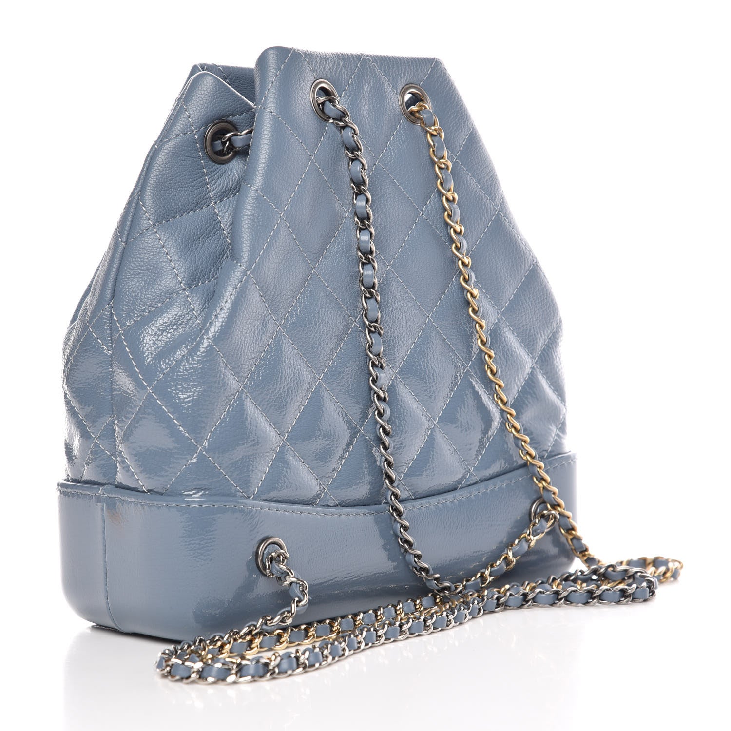 Chanel Patent Goatskin Quilted Small Gabrielle Backpack Blue 3 of 10