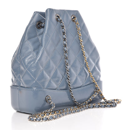Chanel Patent Goatskin Quilted Small Gabrielle Backpack Blue 3 of 10