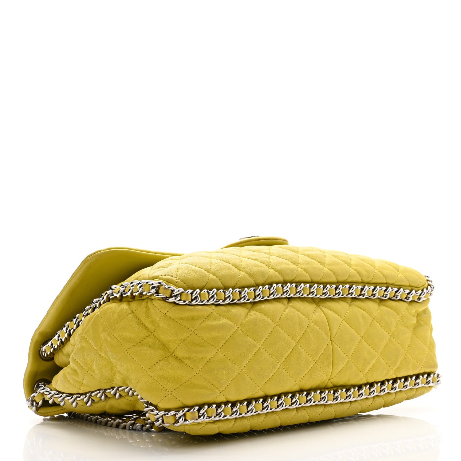 Chanel Washed Lambskin Quilted Maxi Chain Around Flap Yellow 4 of 11