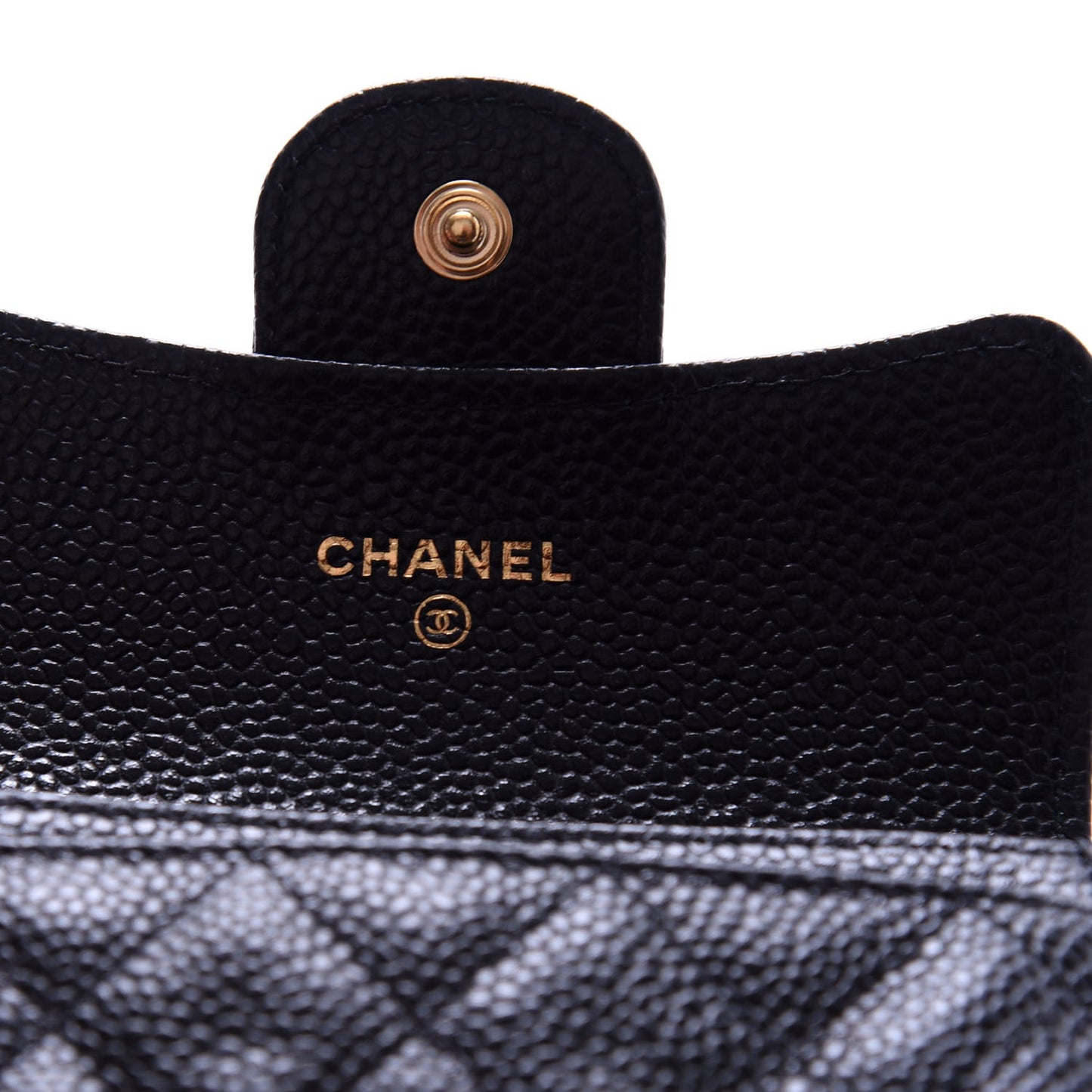 Caviar Quilted Flap Card Holder Black