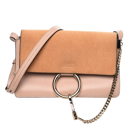 Chloe Suede Calfskin Small Faye Shoulder Bag Cement Pink 1 of 9