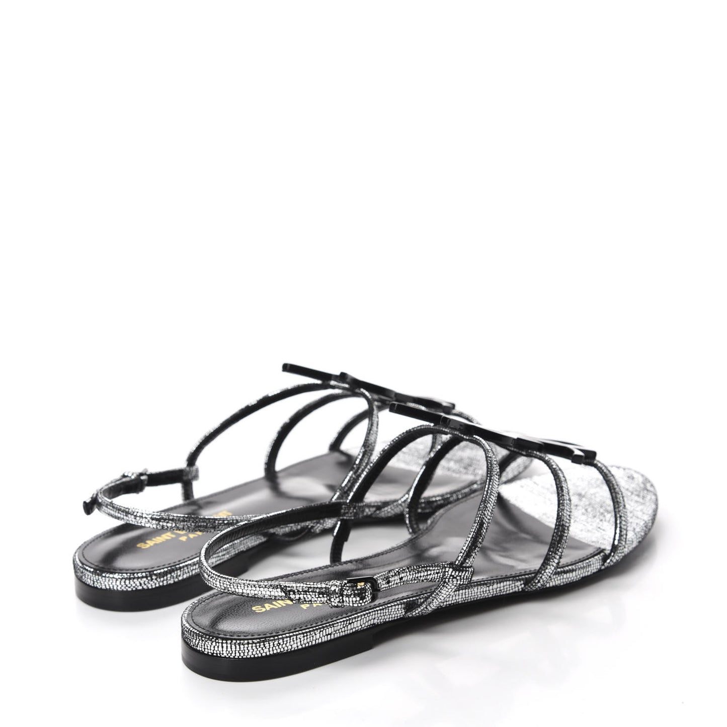 Calfskin Cassandra Monogram Sandals 38.5 Argento