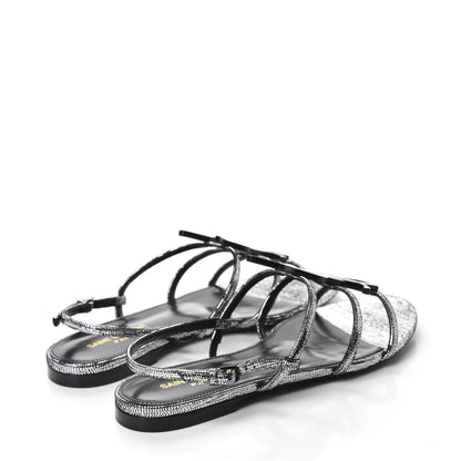 Saint Laurent Calfskin Cassandra Monogram Sandals 38.5 Argento 4 of 9