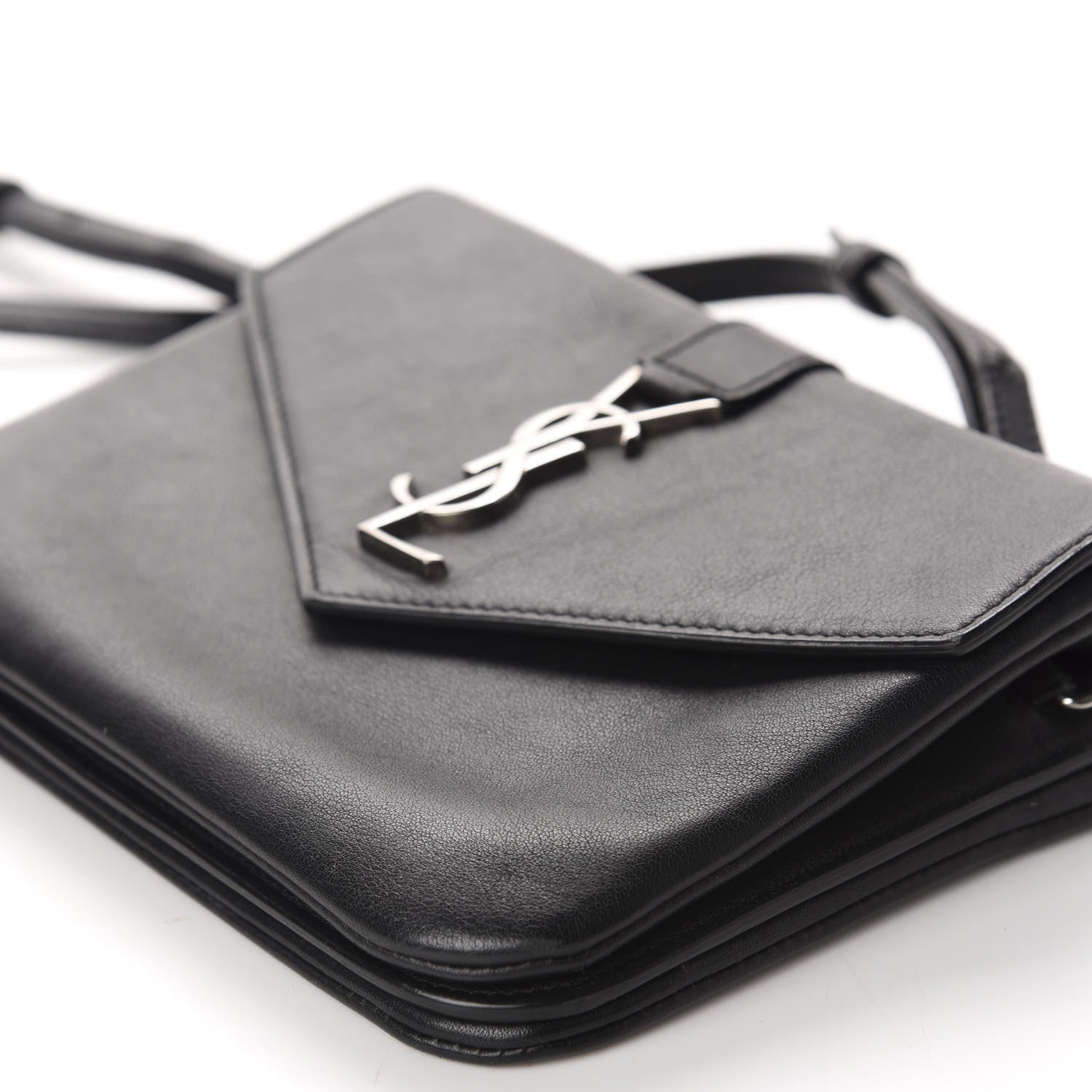 Saint Laurent Calfskin Monogram Tri Pocket Crossbody Bag Black 8 of 11