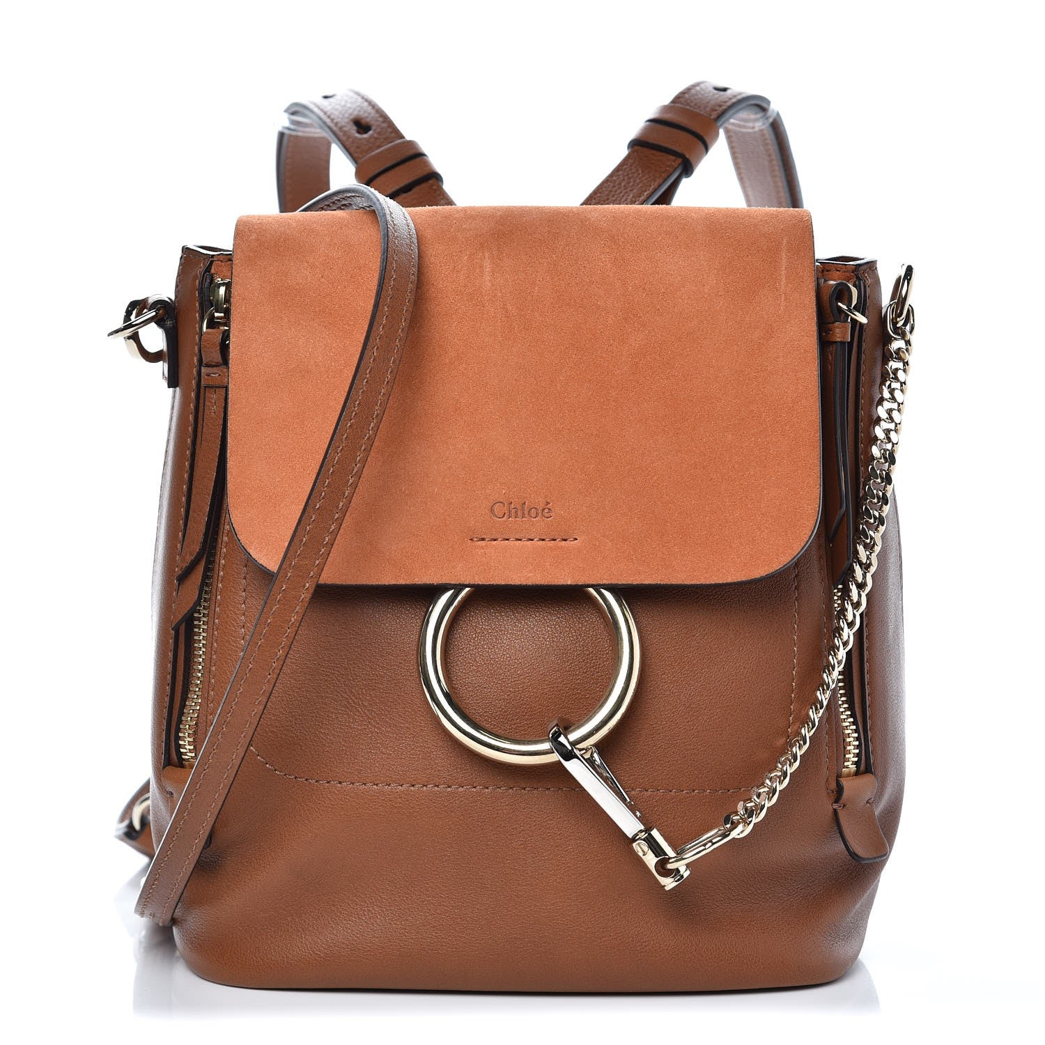 Chloe Suede Calfskin Medium Faye Backpack Tan 1 of 9