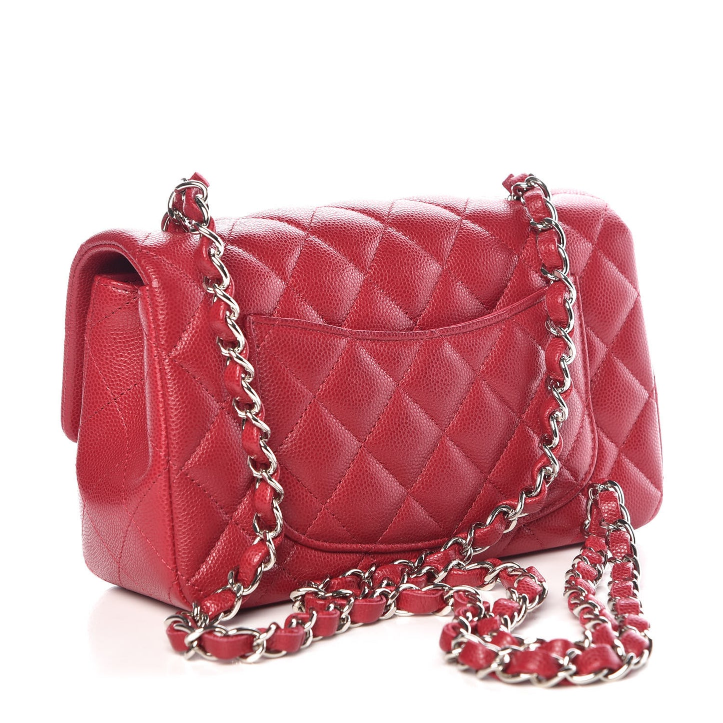 Caviar Quilted Mini Rectangular Flap Red