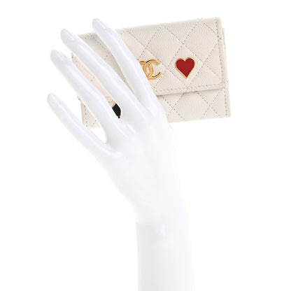 Chanel Caviar Quilted Enamel Coco Casino Flap Card Holder Wallet White 2 of 14
