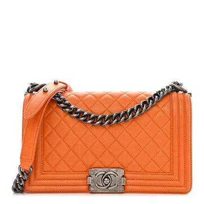 Chanel Lambskin Quilted Medium Boy Flap Orange 1 of 10