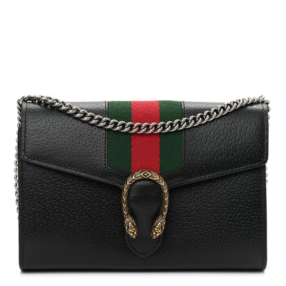 Gucci Calfskin Web Mini Dionysus Chain Wallet Black 1 of 10