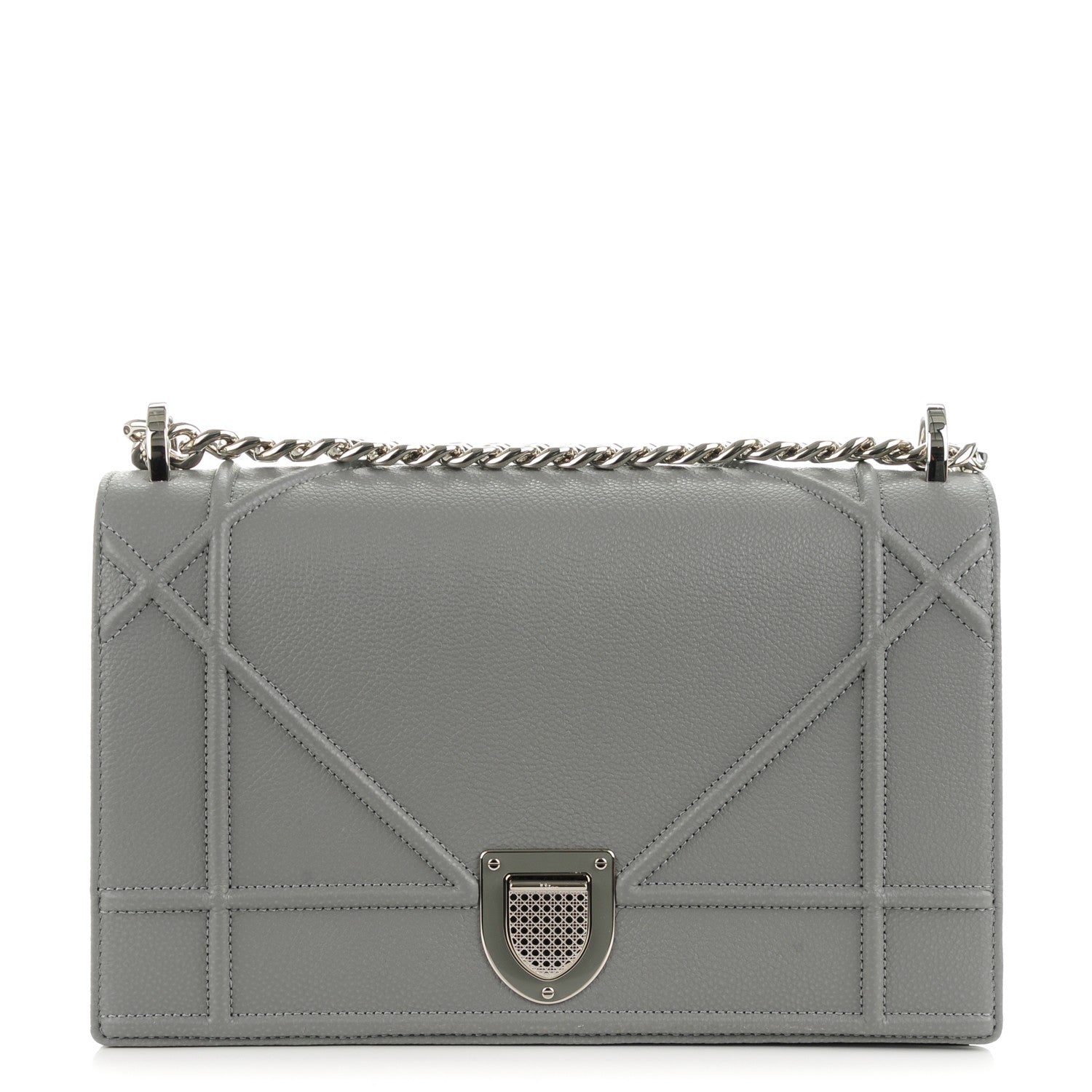 Christian Dior Grained Calfskin Medium Diorama Flap Bag Grey 1 of 8