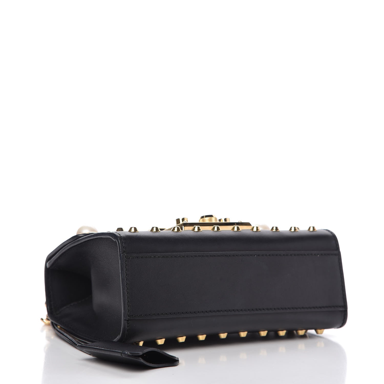 Gucci Calfskin Studded Small Padlock Shoulder Bag Black 4 of 9