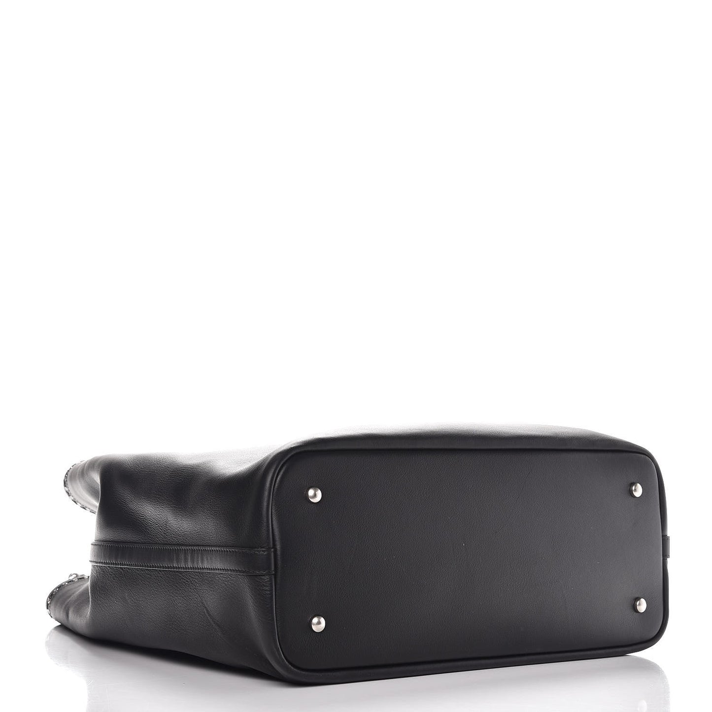 Calfskin Large Coco Eyelets Shopping Tote Black
