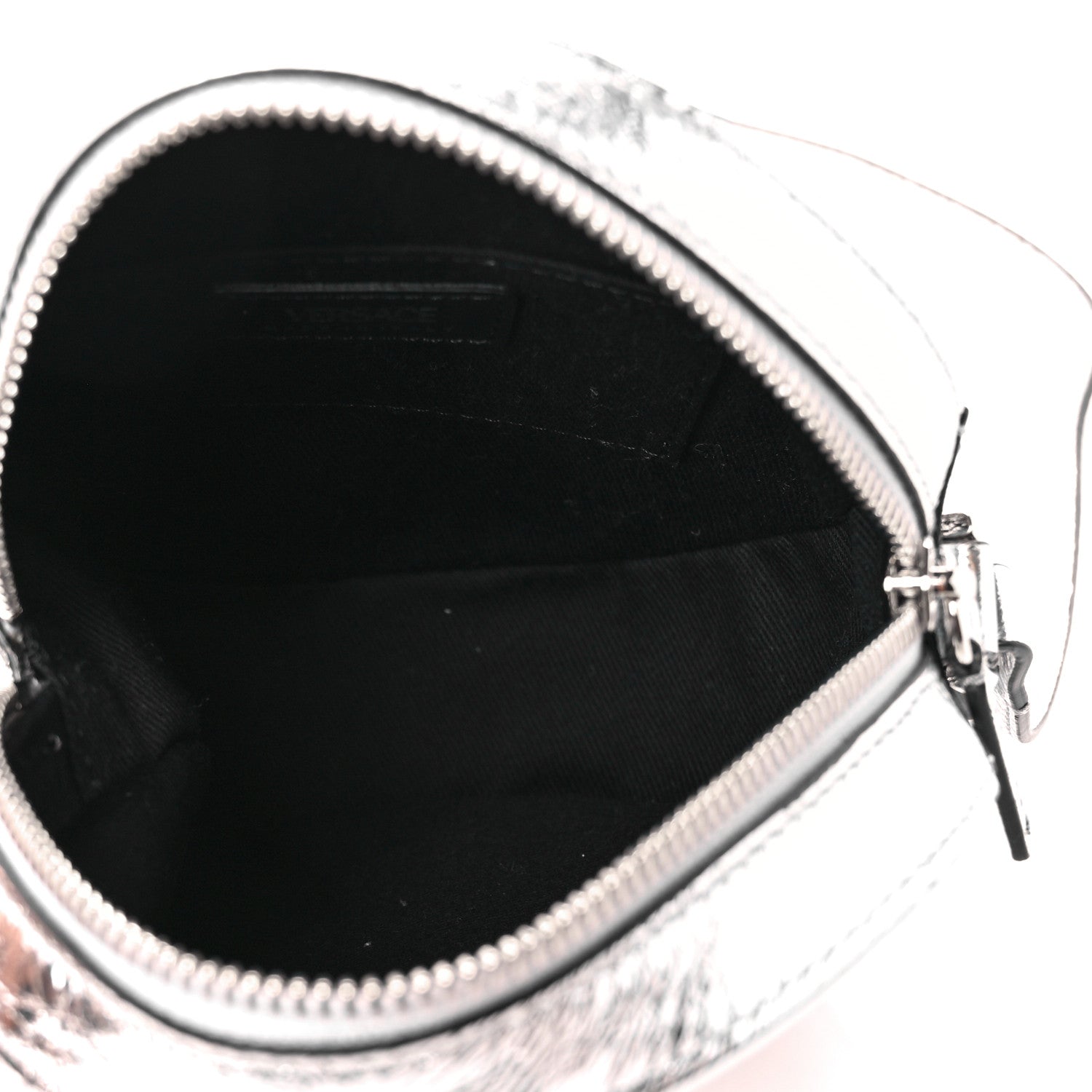 Versace Metallic Crackled Lambskin La Medusa Disco Round Crossbody Silver 5 of 11