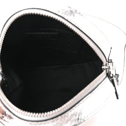 Versace Metallic Crackled Lambskin La Medusa Disco Round Crossbody Silver 5 of 11