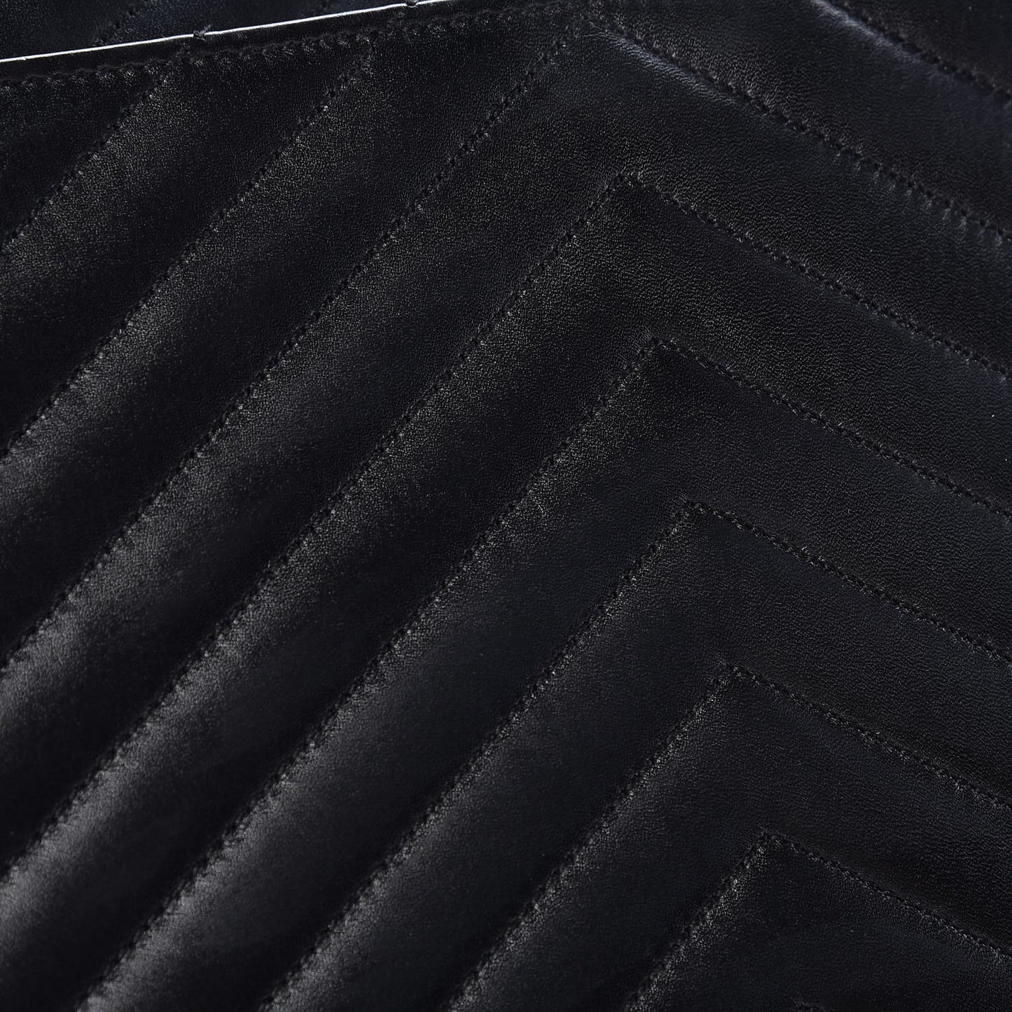 Smooth Calfskin Matelasse Chevron Large Monogram Satchel Black