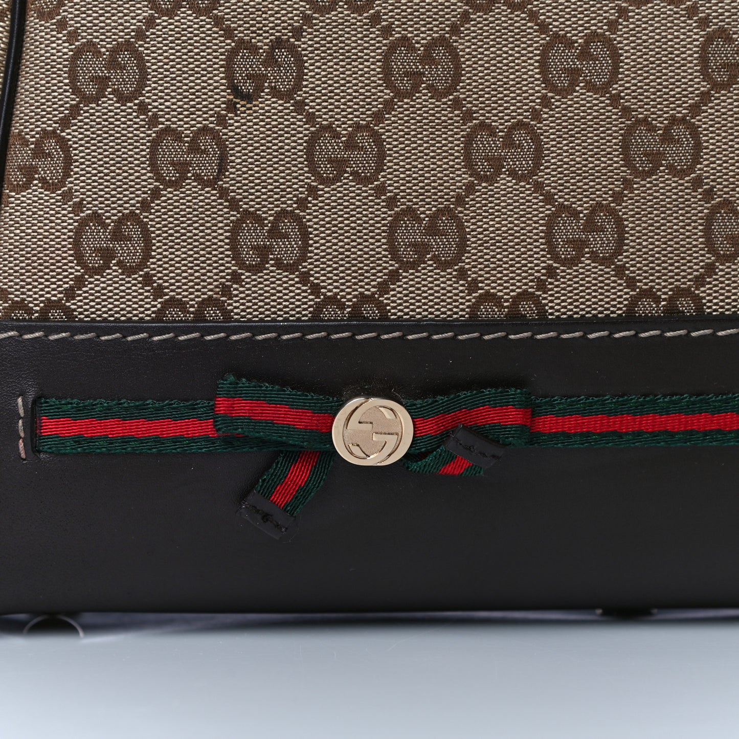 Monogram Web Mayfair Top Handle Satchel Dark Brown