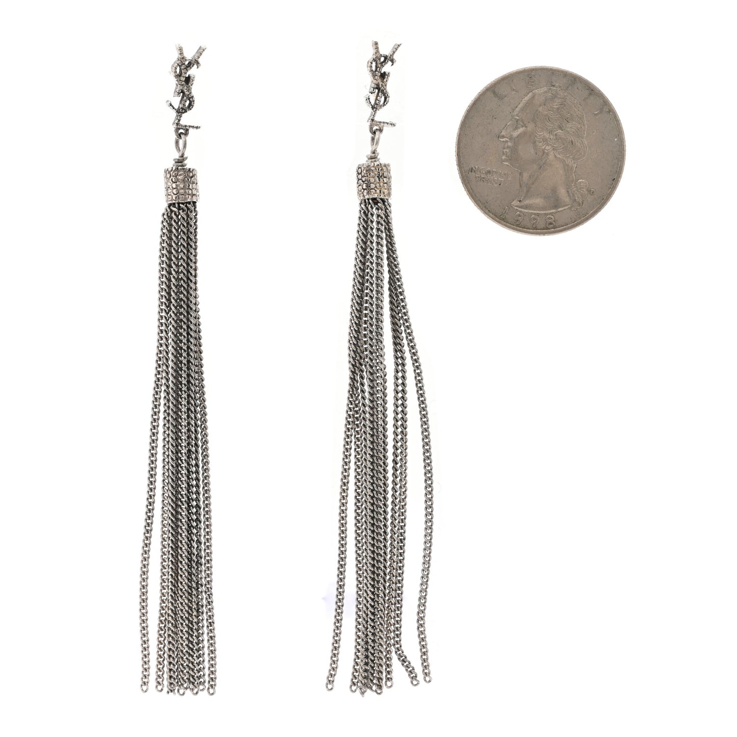 Metal Monogram Loulou Tassel Earrings Silver