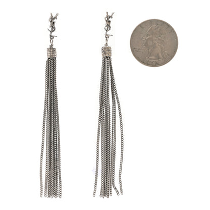 Saint Laurent Metal Monogram Loulou Tassel Earrings Silver 2 of 4