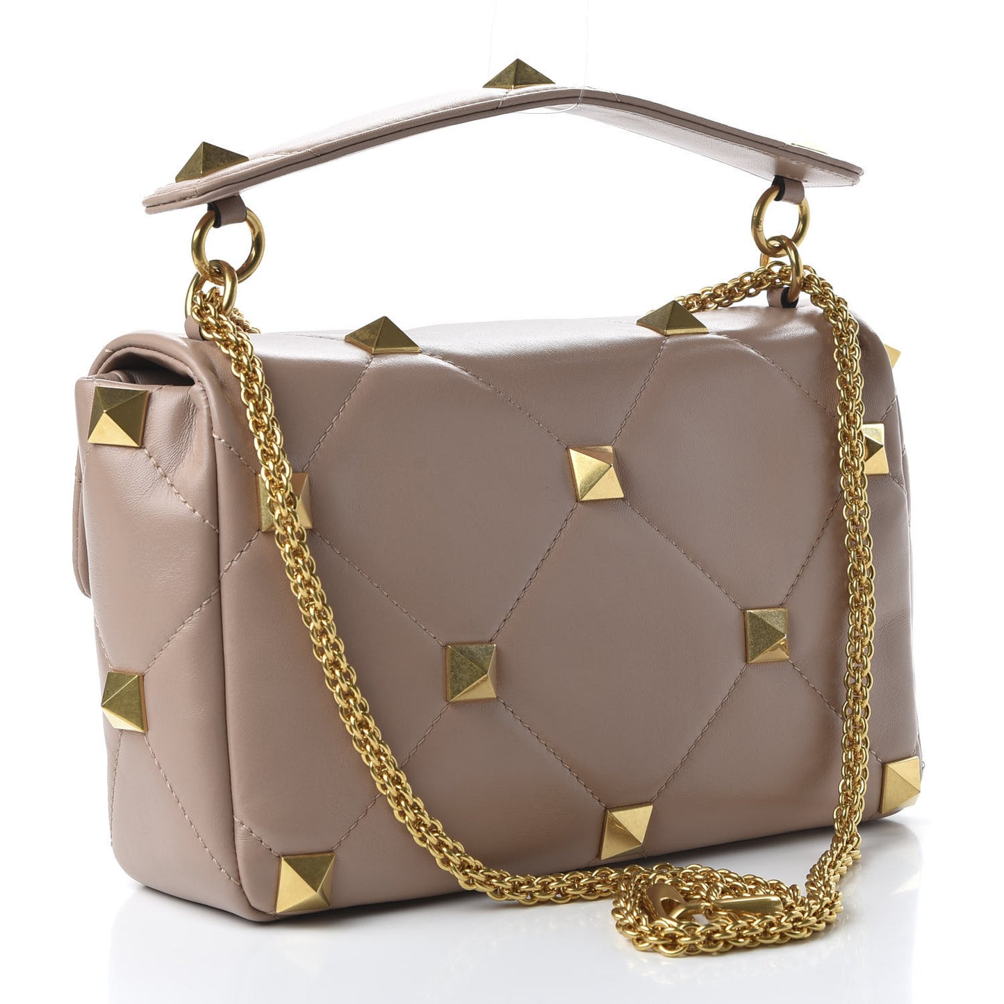 Nappa Large Roman Stud Shoulder Bag Rose Cannelle