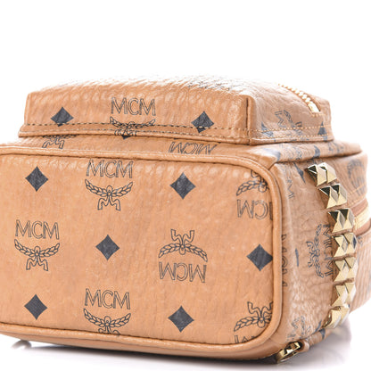 MCM Visetos Side Stud X-Mini Stark Bebe Boo Backpack Cognac 6 of 9
