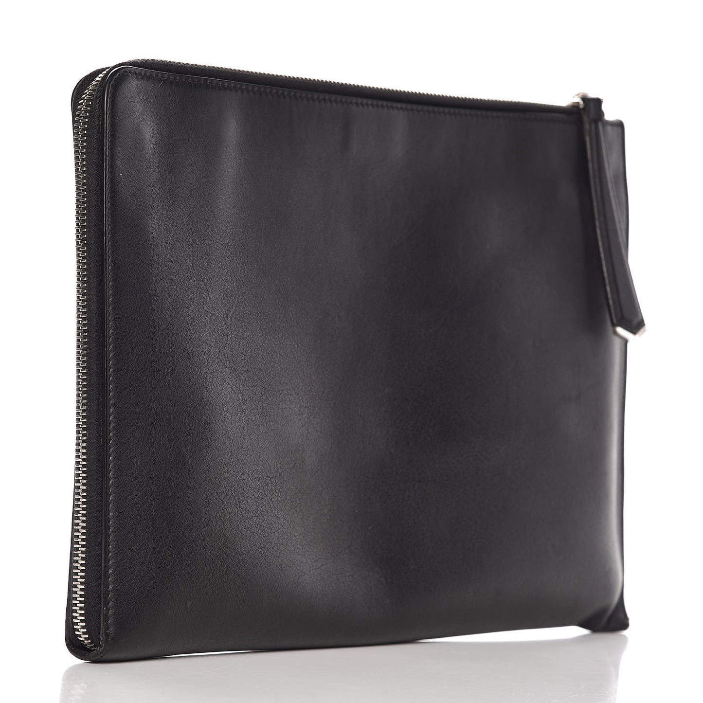 Calfskin Ayers Crocodile Monster Eyes Zip Around Pouch Black