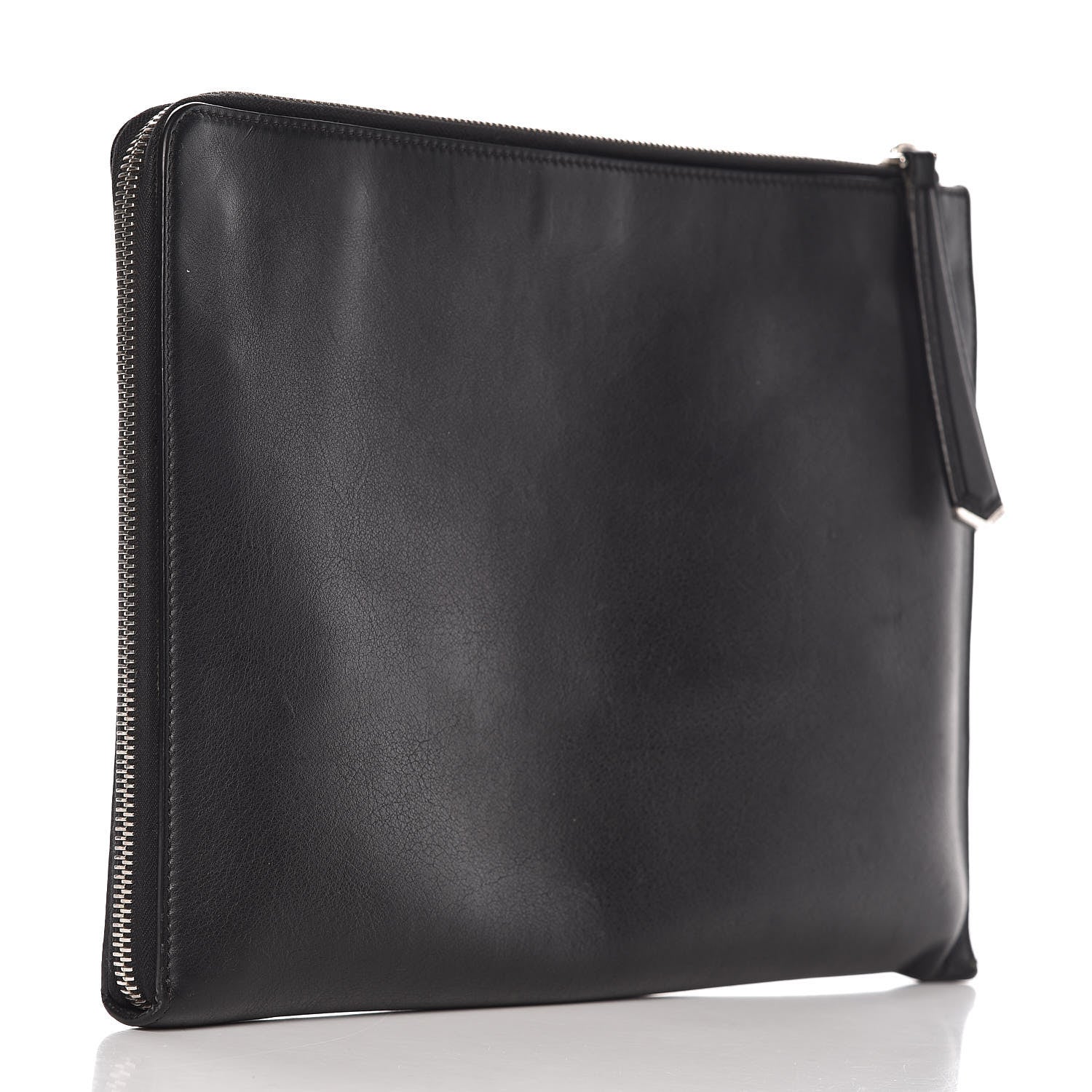 Fendi Calfskin Ayers Crocodile Monster Eyes Zip Around Pouch Black 3 of 7