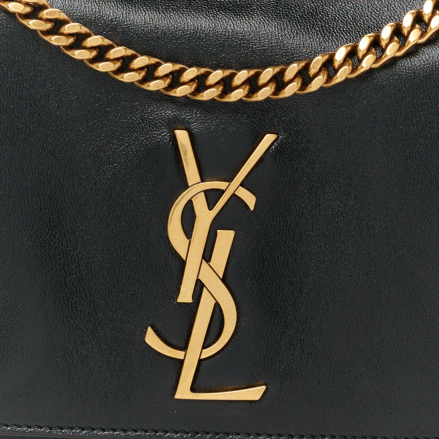 Saint Laurent Smooth Calfskin Suede Small Reversible Monogram Kate Satchel Black 13 of 17