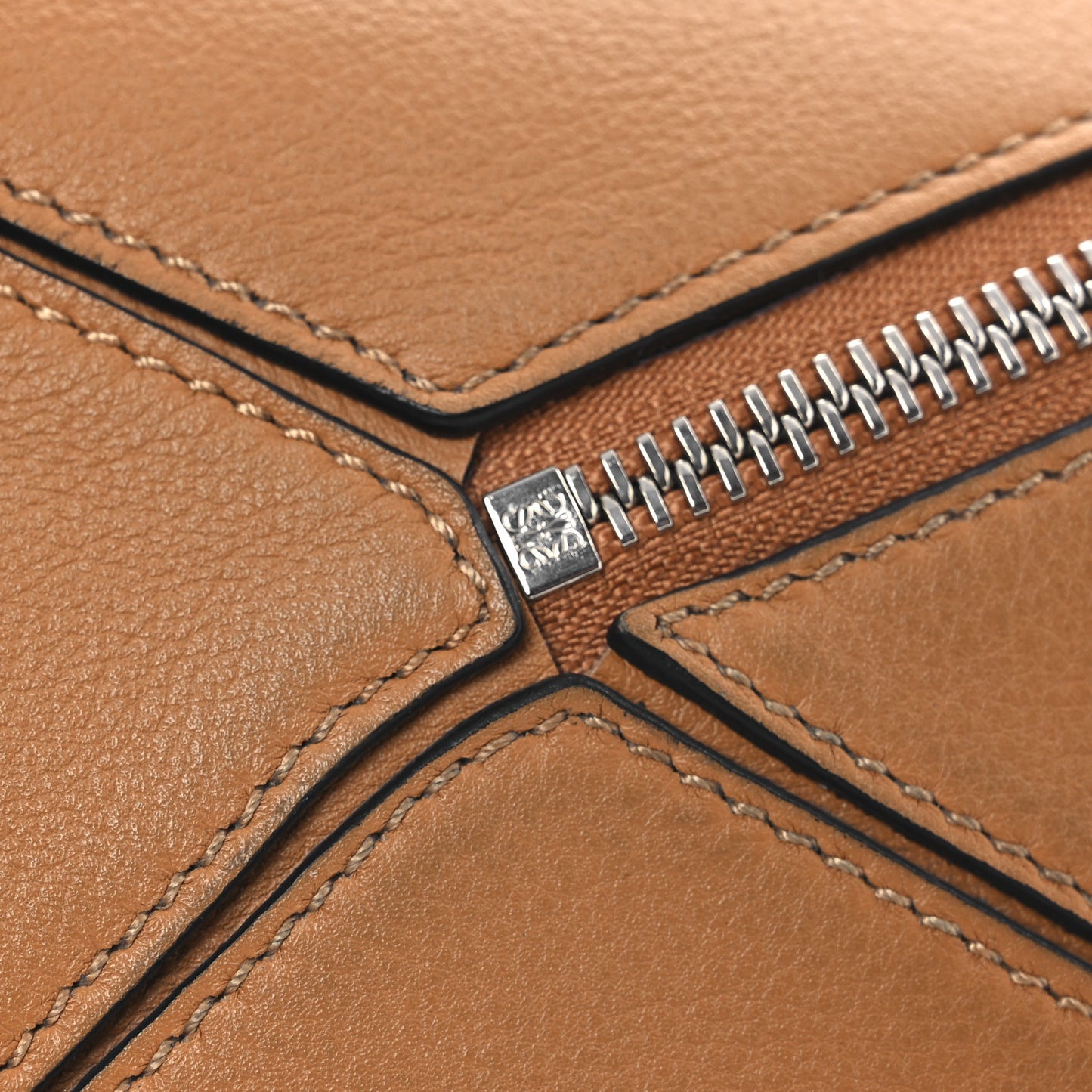 X KEN PRICE Calfskin Small La Palme Puzzle Bag Amber
