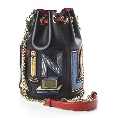 Christian Louboutin Calfskin Embroidered Alpha Marie Jane Bucket Black Multicolor 3 of 10