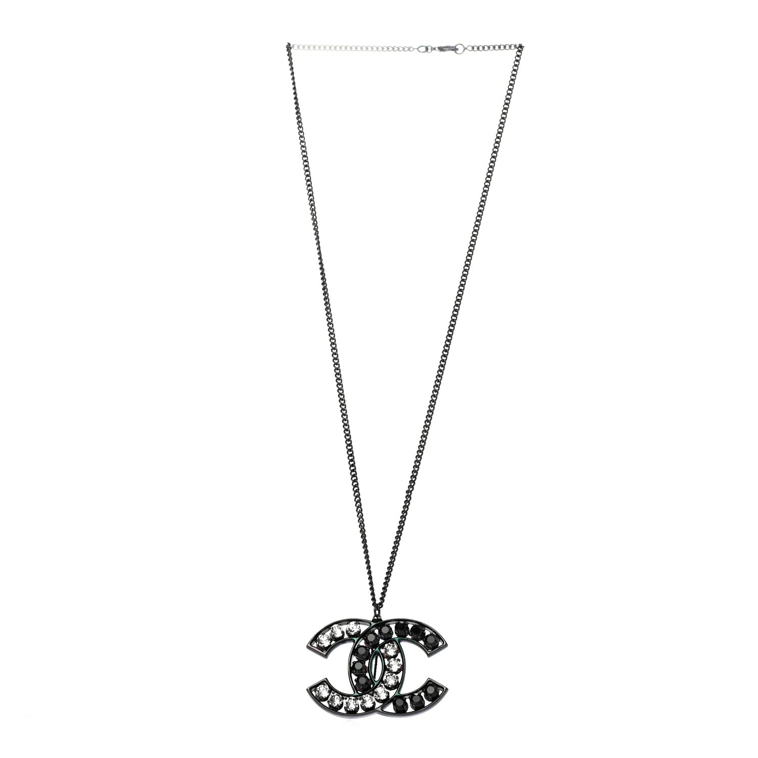 Chanel Ruthenium Crystal CC Necklace Black 2 of 4